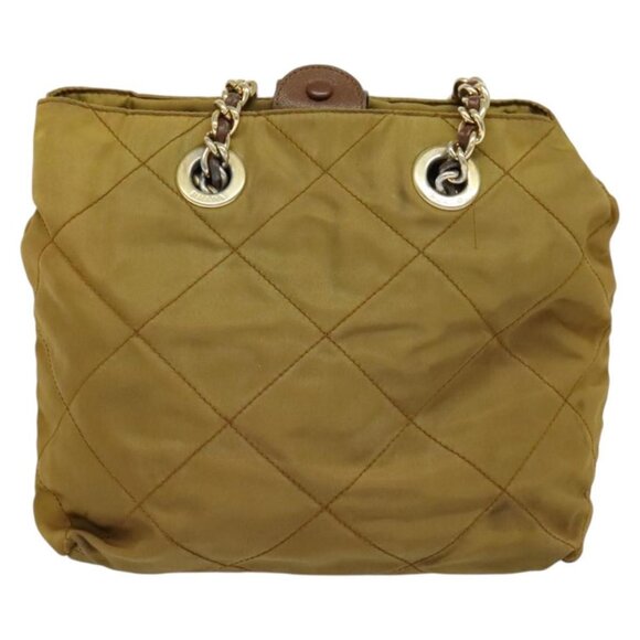 PRADA Chain Shoulder Bag Nylon Brown Silver Auth - Picture 3 of 16